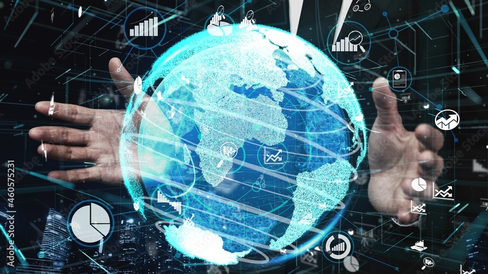 Data Analysis for Business and Finance conceptual. Graphic interface showing future computer technol