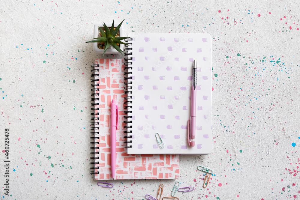 Stationery supplies on light background