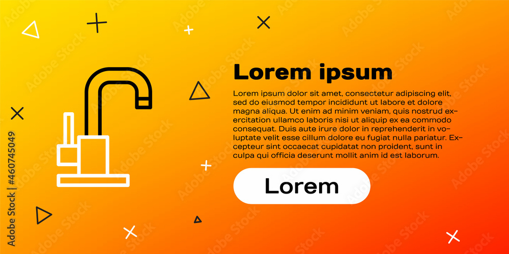 线条水龙头图标隔离在黄色背景上。彩色轮廓概念。矢量