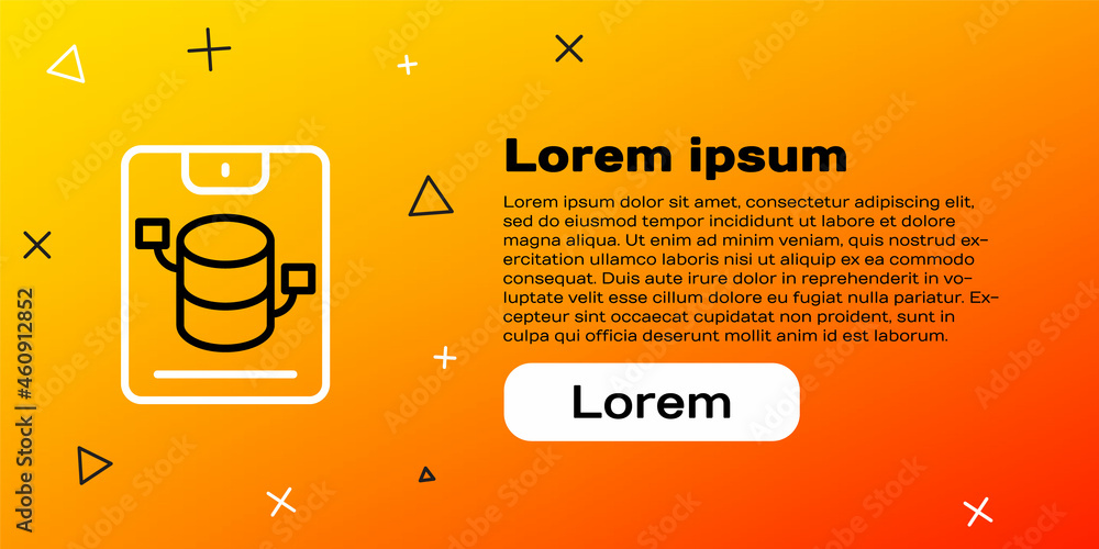 线服务器、数据、Web托管图标，隔离在黄色背景上。彩色轮廓概念。矢量