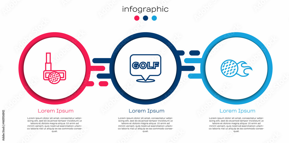 用球、标签和.商业信息图模板.Vvector设置线高尔夫球杆