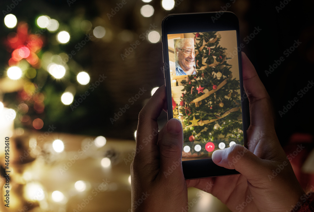 New normal Christmas celebration with video call