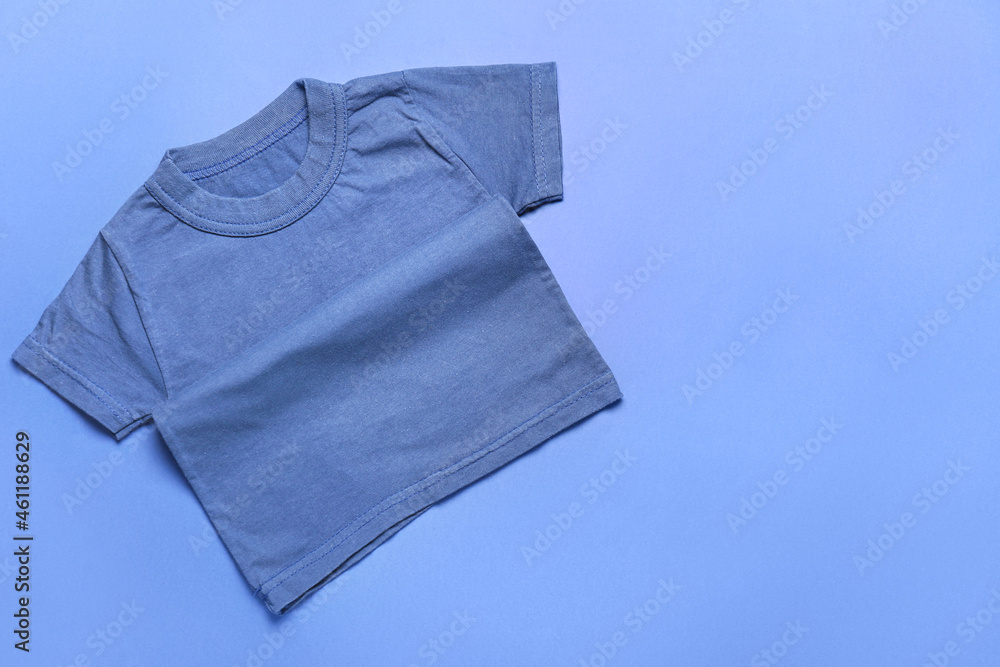 Stylish t-shirt on blue background