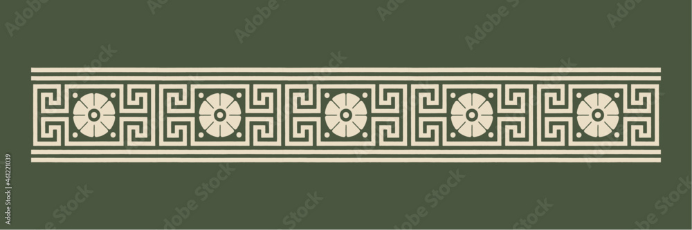 Ancient green Greek vector ornamental brushes set