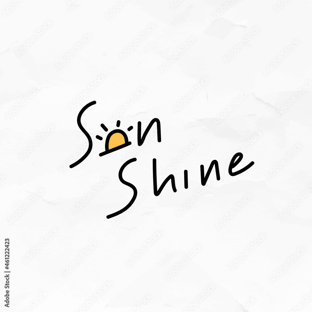 Black sunshine word with a small sun vector