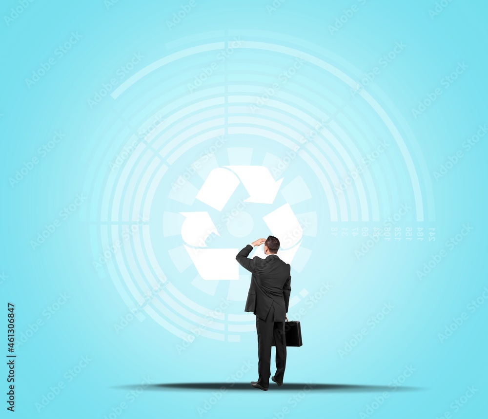 Concept of circular economy with businessman on the background