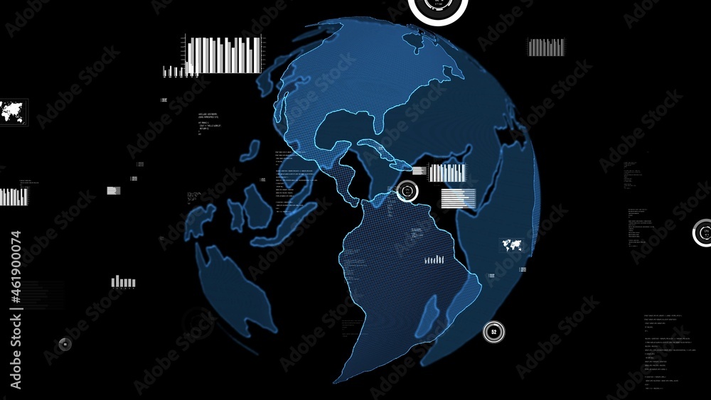 Smart business data analytic technology visualiser abstract . Future global software analyze financi