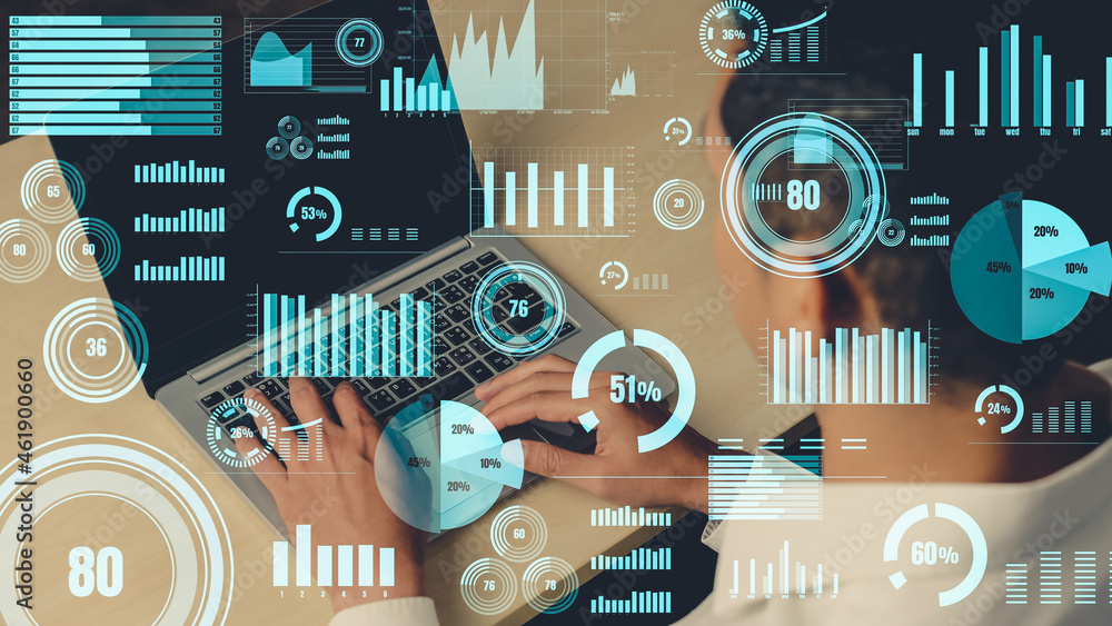 Creative visual of business data analyzing technology . Concept of digital data for marketing analys