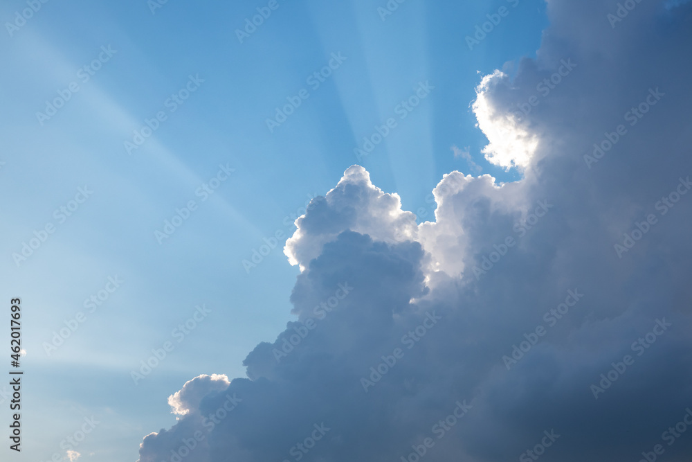 sky and clouds in sunshine at sunset.