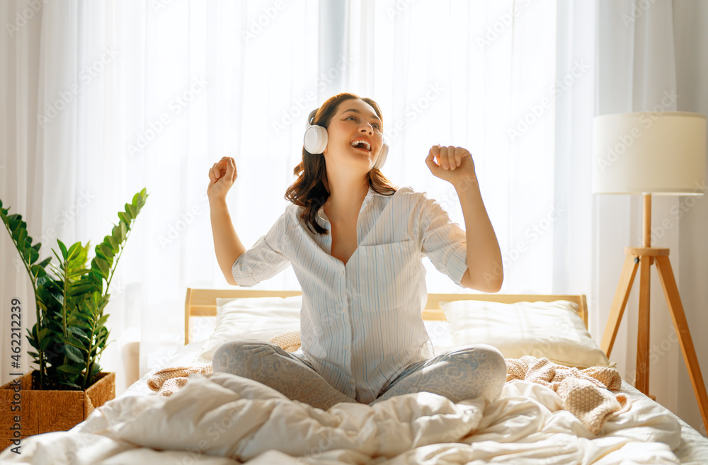 woman listening to music