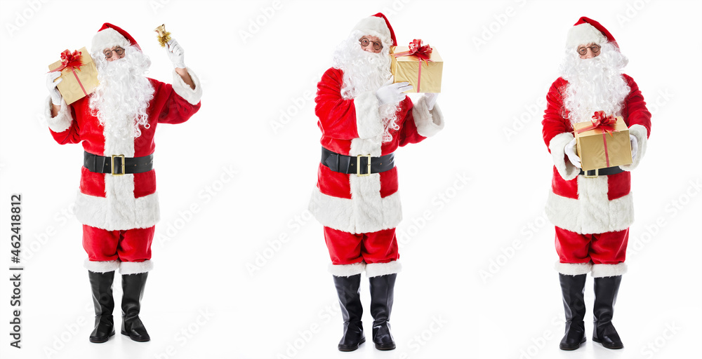 Elderly Santa Claus with a gift