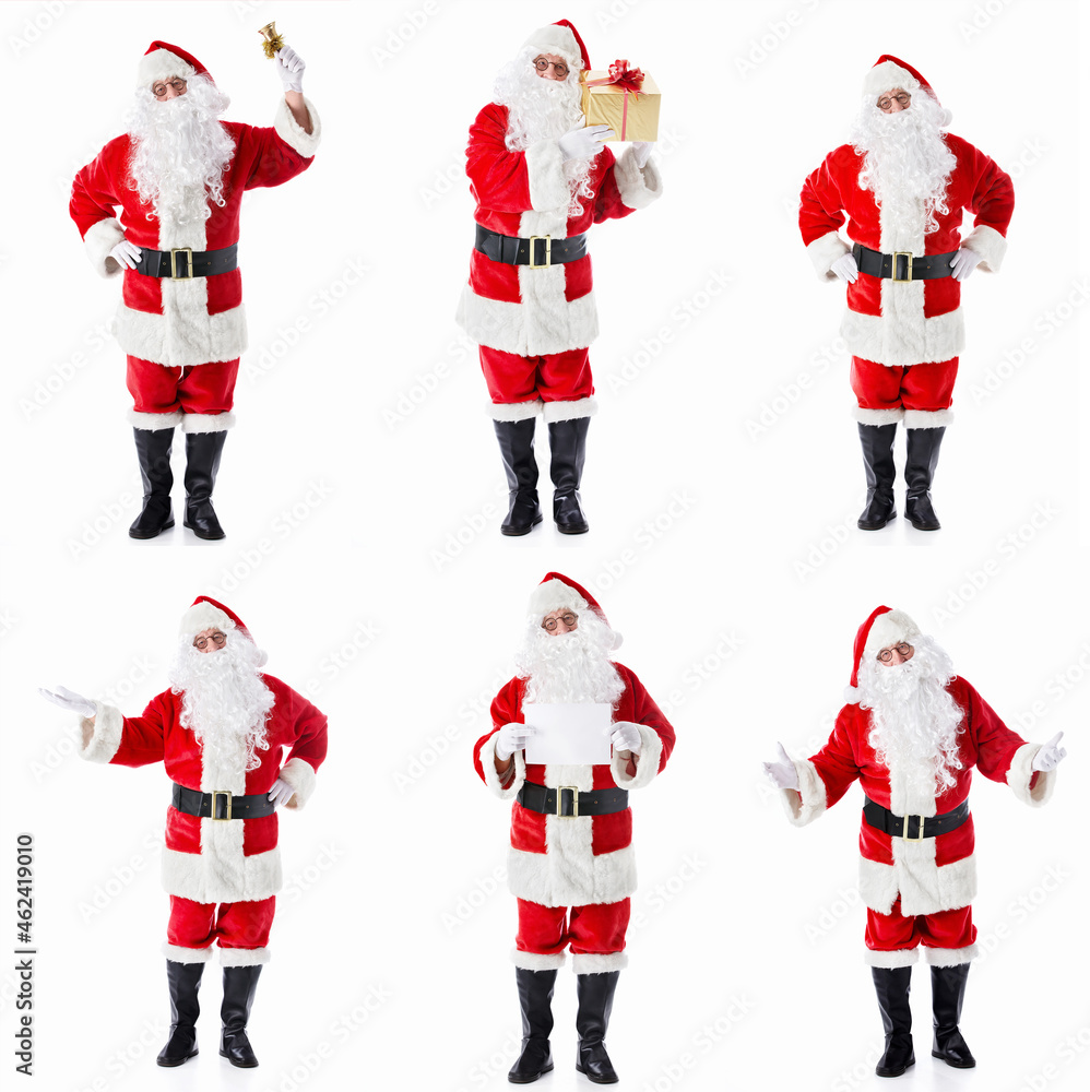 Collage of an elderly Santa Claus