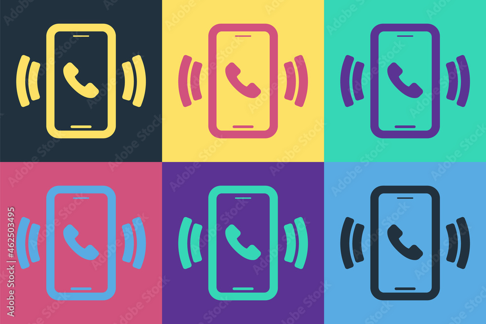 Pop art Telephone 24 hours support icon isolated on color background. All-day customer support call-