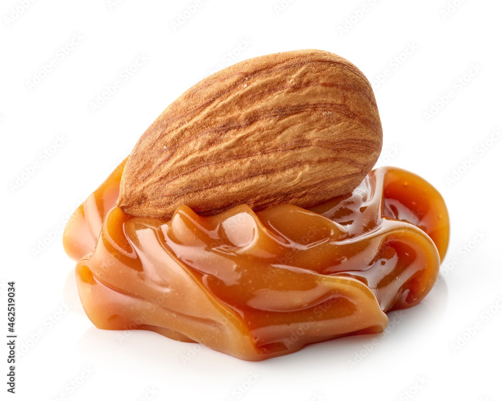 almond in melted caramel