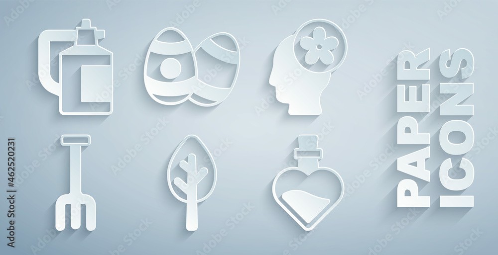 Set Forest，Human head within flower，Garden rake，Bottle love potential，复活节彩蛋和喷雾器f