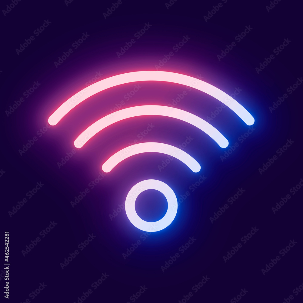 Wireless internet pink icon vector for social media app neon style