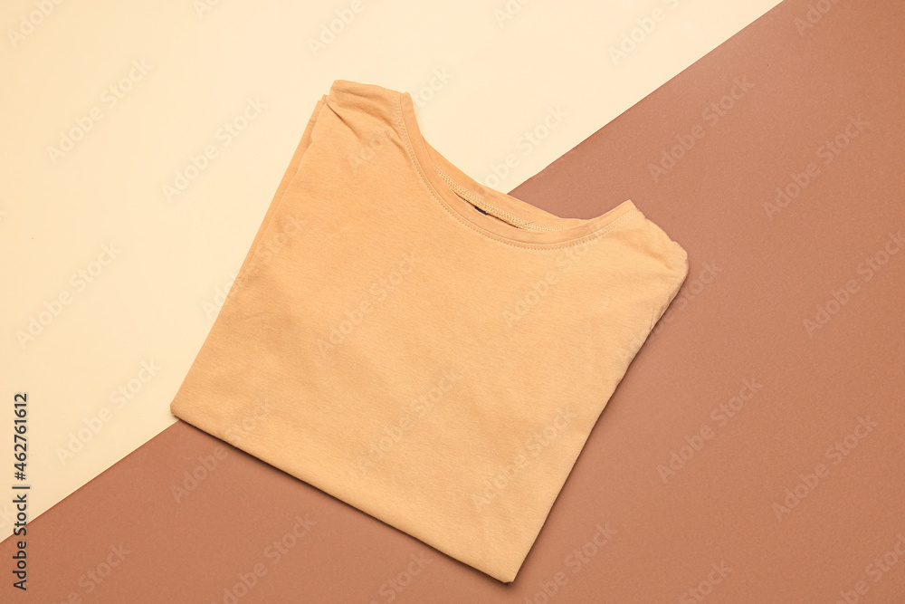 Casual t-shirt on color background