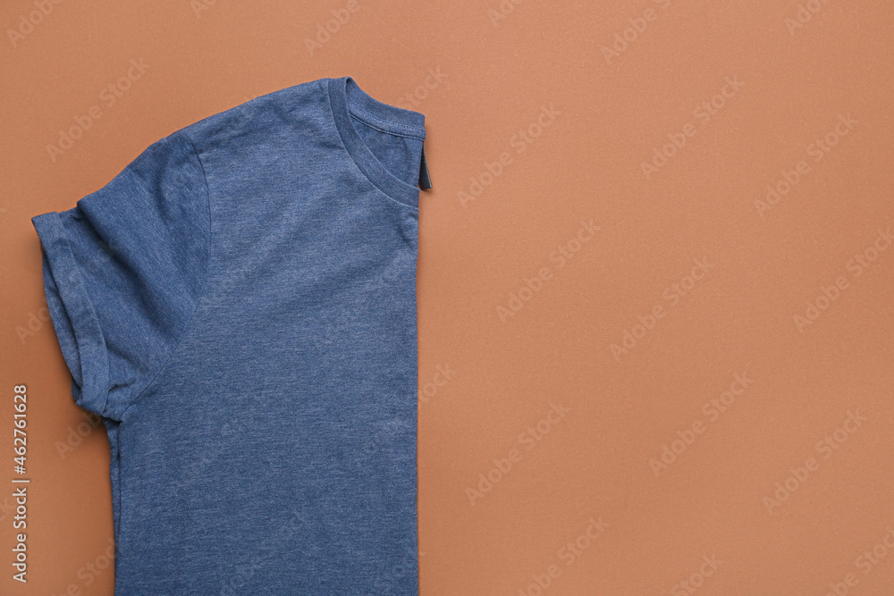 Casual t-shirt on color background