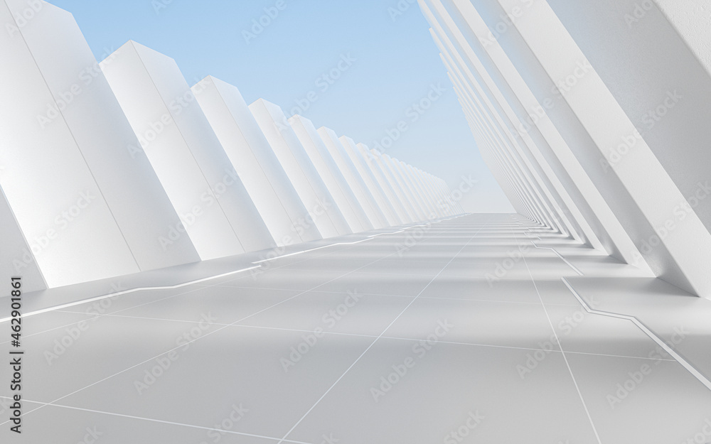 White empty tunnel, 3d rendering.