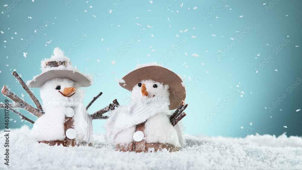 Christmas background with snowmen