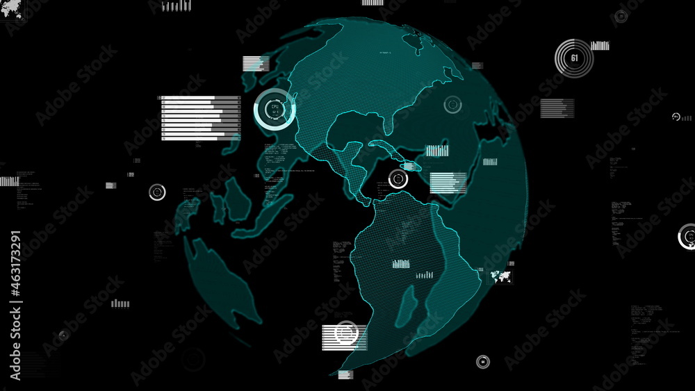 Smart business data analytic technology visualiser abstract . Future global software analyze financi