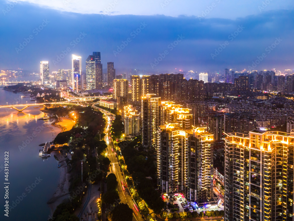 City night view of Fuzhou City, Fujian Province, China