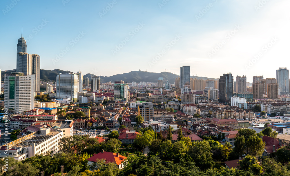 Aerial photography of the architectural landscape of Yantai City