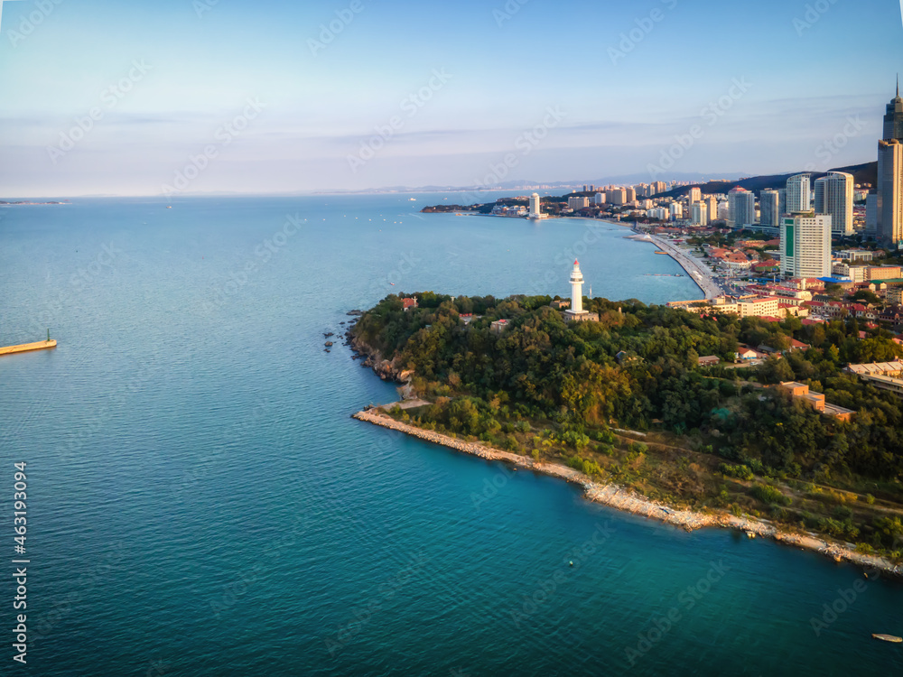 Aerial photography of the architectural landscape of Yantai City