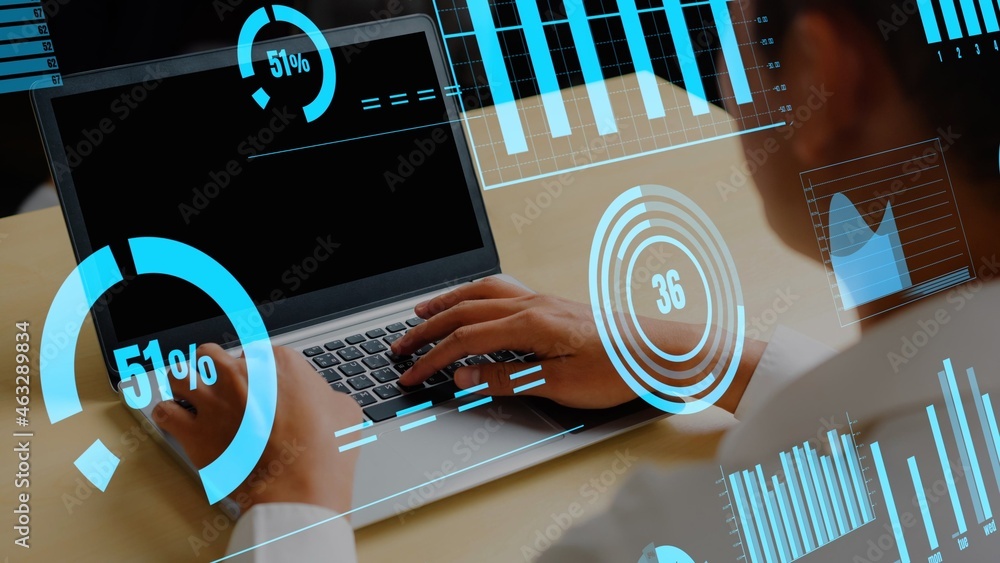 Creative visual of business data analyzing technology . Concept of digital data for marketing analys