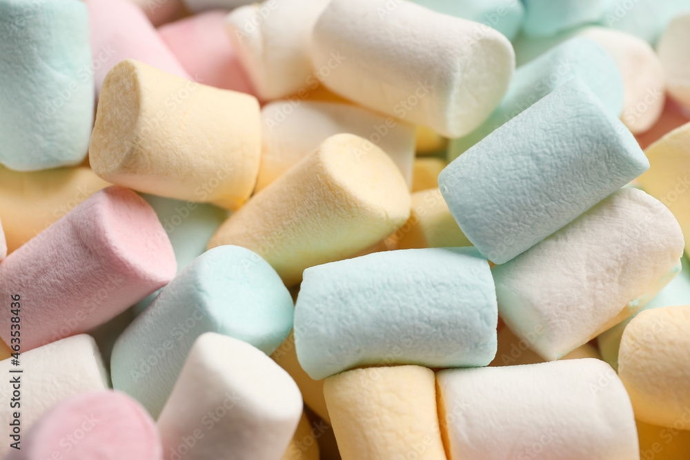 Tasty colorful marshmallows as background, closeup