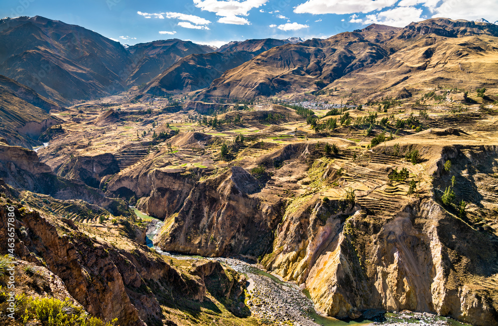 The Colca river with its canyon in Peru