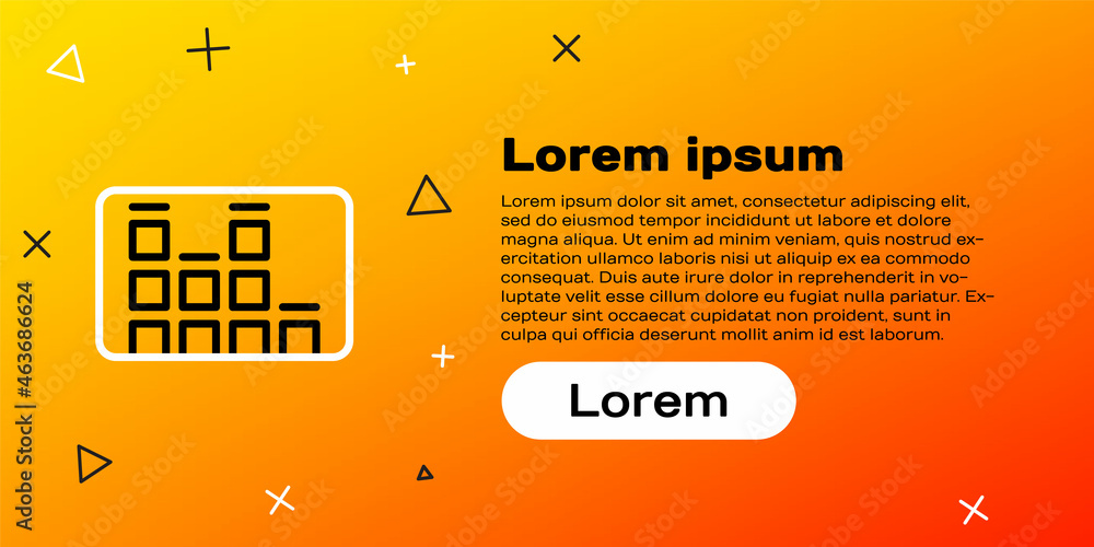 Line Music equalizer icon isolated on yellow background. Sound wave. Audio digital equalizer technol