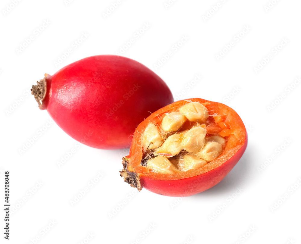 Rose hip berry on white background