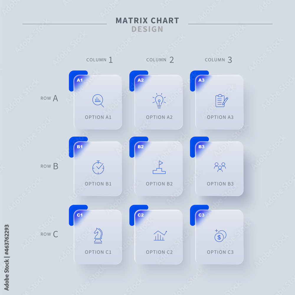 Glassmorphic matrix diagram