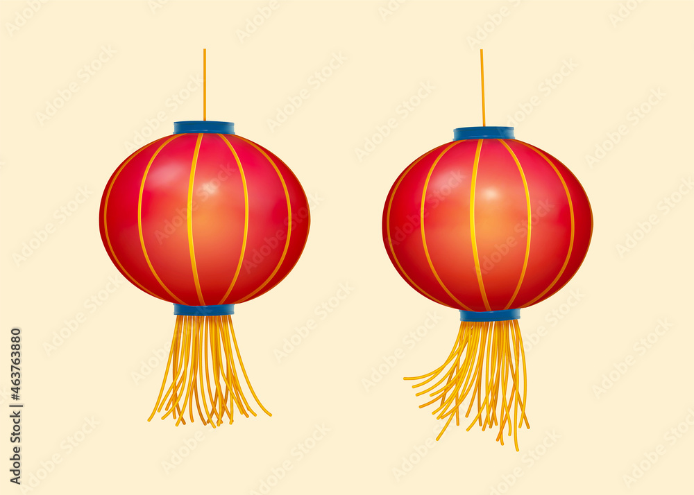 3d hanging red lanterns