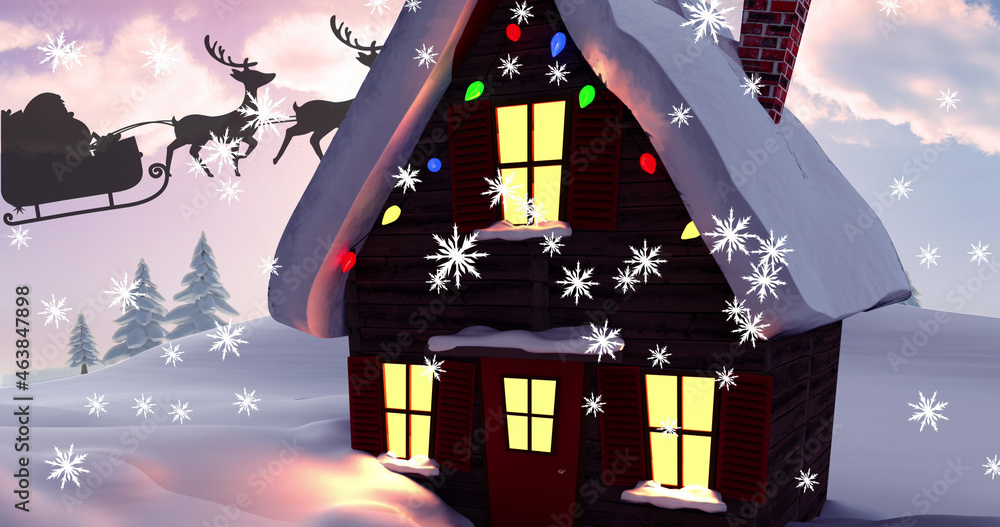 Image of christmas house in winter scenery