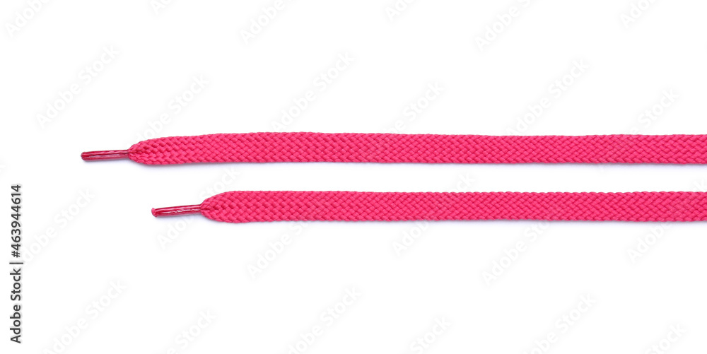 Pink shoe laces isolated on white background