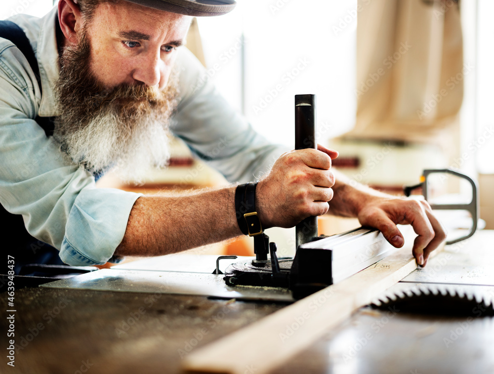 Carpenter working in workshop