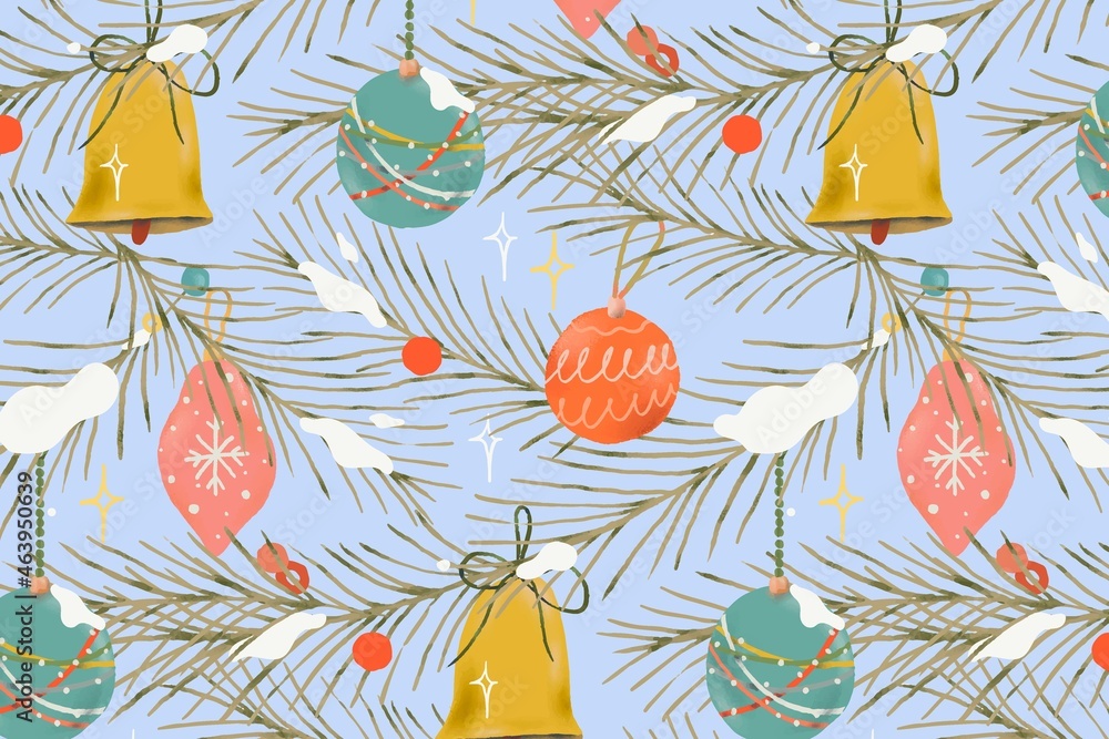 Christmas background, winter holidays season, cute illustration