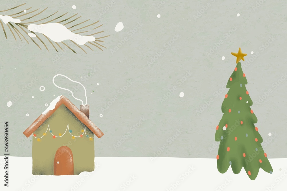 Christmas background, winter holidays season, cute illustration