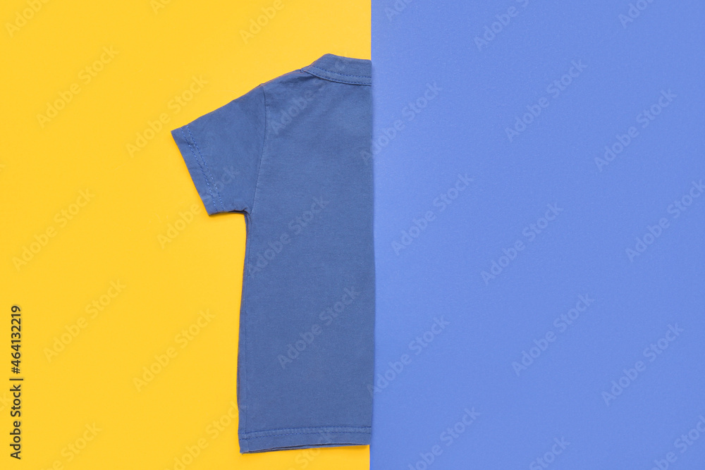 Stylish t-shirt on yellow background