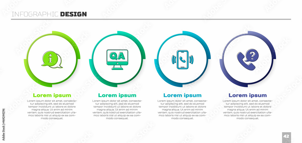 Set Information, Question and Answer, Telephone 24 hours support and . Business infographic template