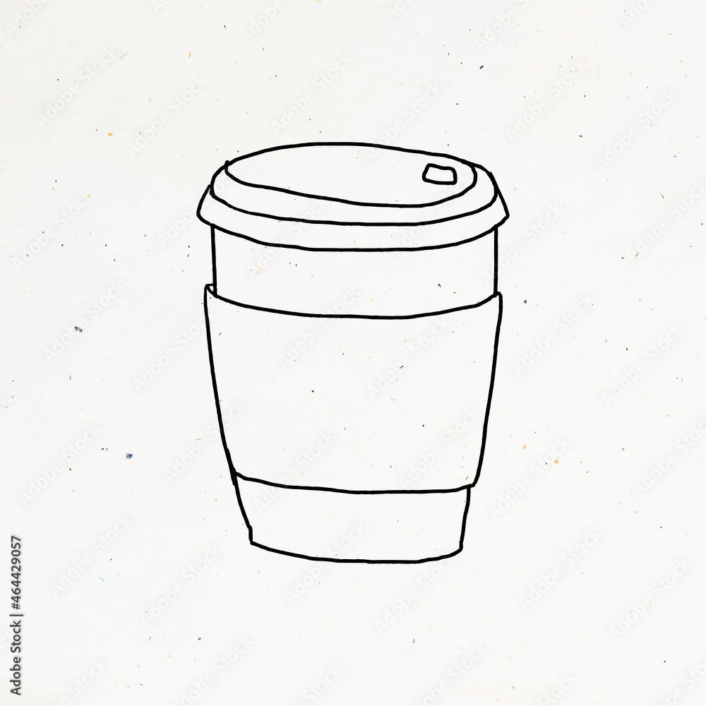 Disposable coffee cup doodle style vector