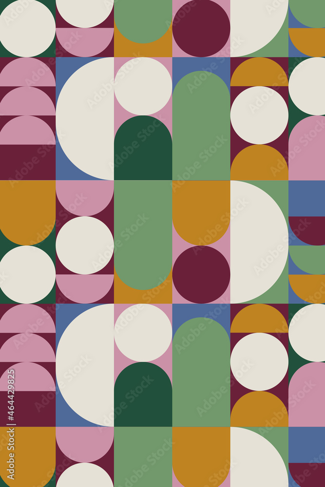 Colorful retro geometric pattern vector with circle shapes