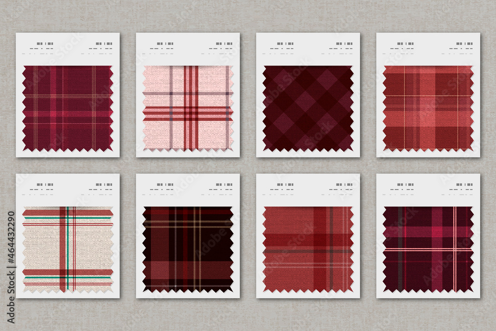 Plaid pattern fabric sample swatch design element vector set