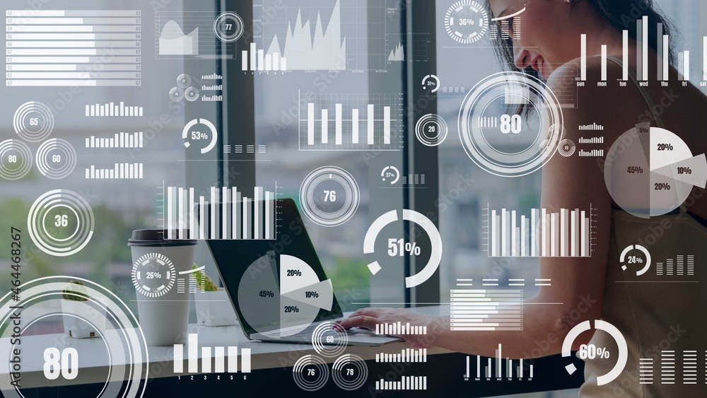 Creative visual of business data analyzing technology . Concept of digital data for marketing analys