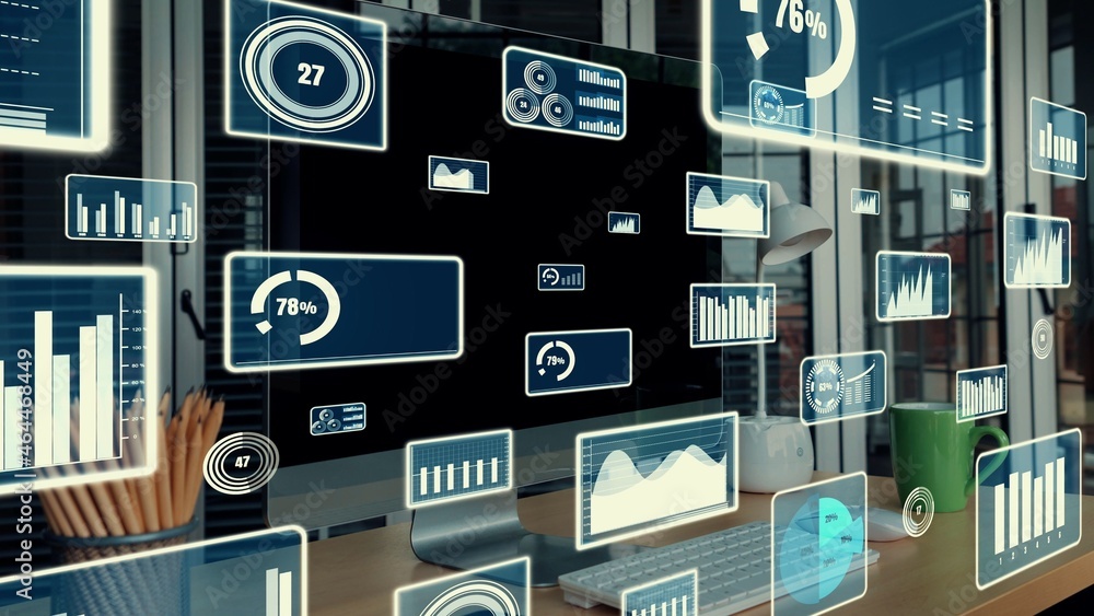 Business visual data analyzing technology by creative computer software