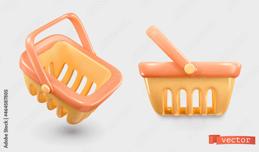 Shopping basket. 3d realistic render vector icon