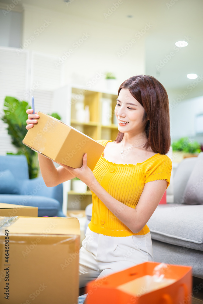 woman open delivery boxes