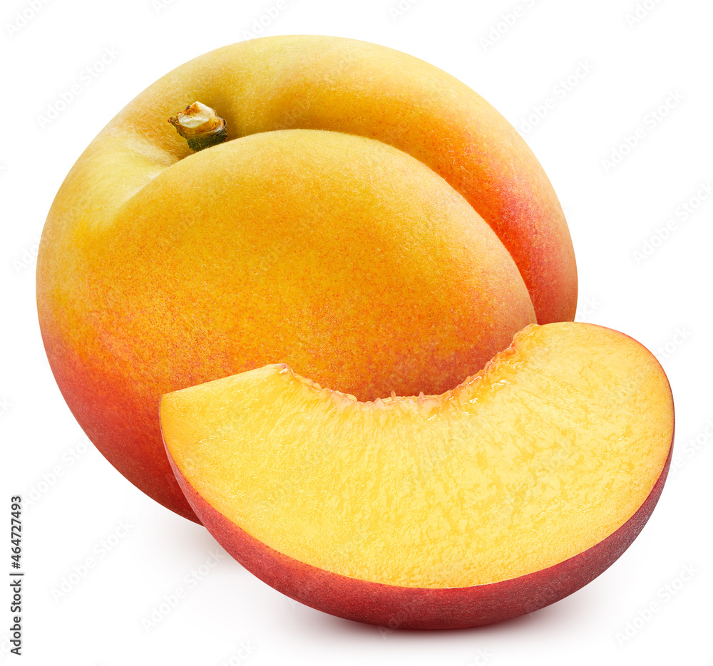 Juicy peach isolated on the white background